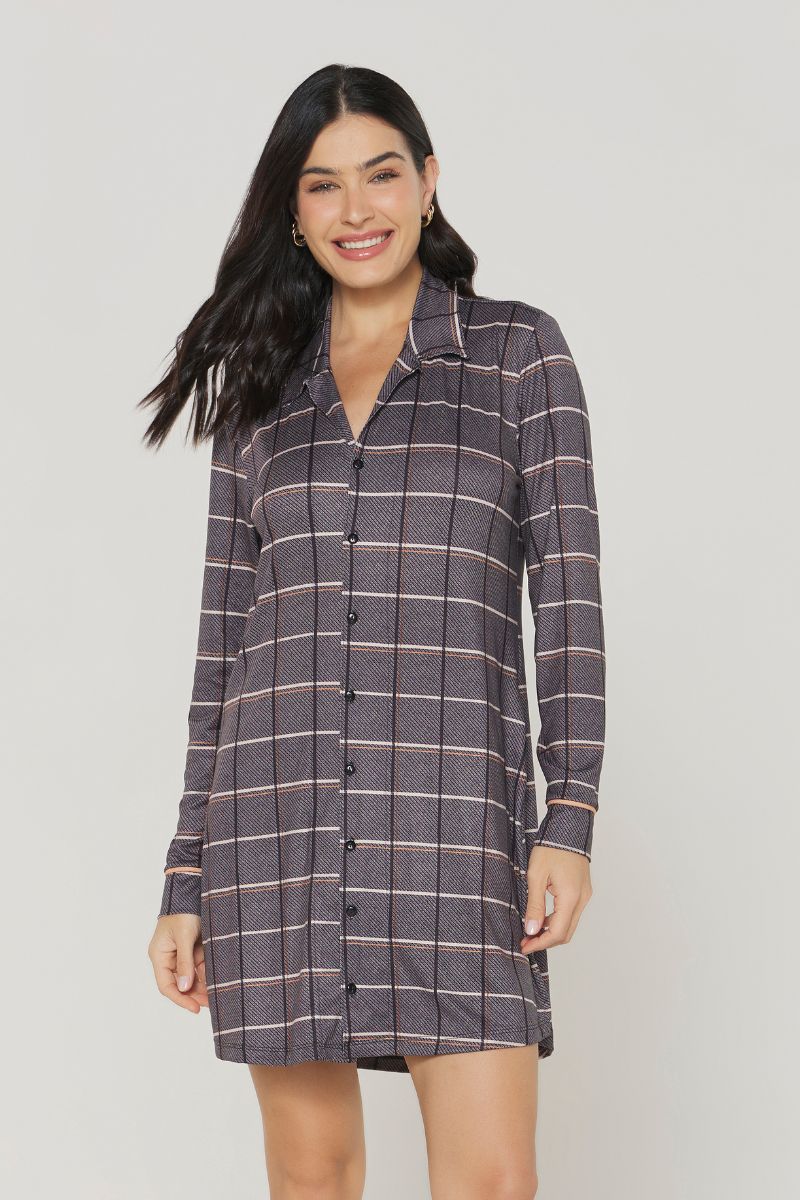 Camisola Manga Longa Aberta Xadrez Peach Touch – Danka® 01.2.0388