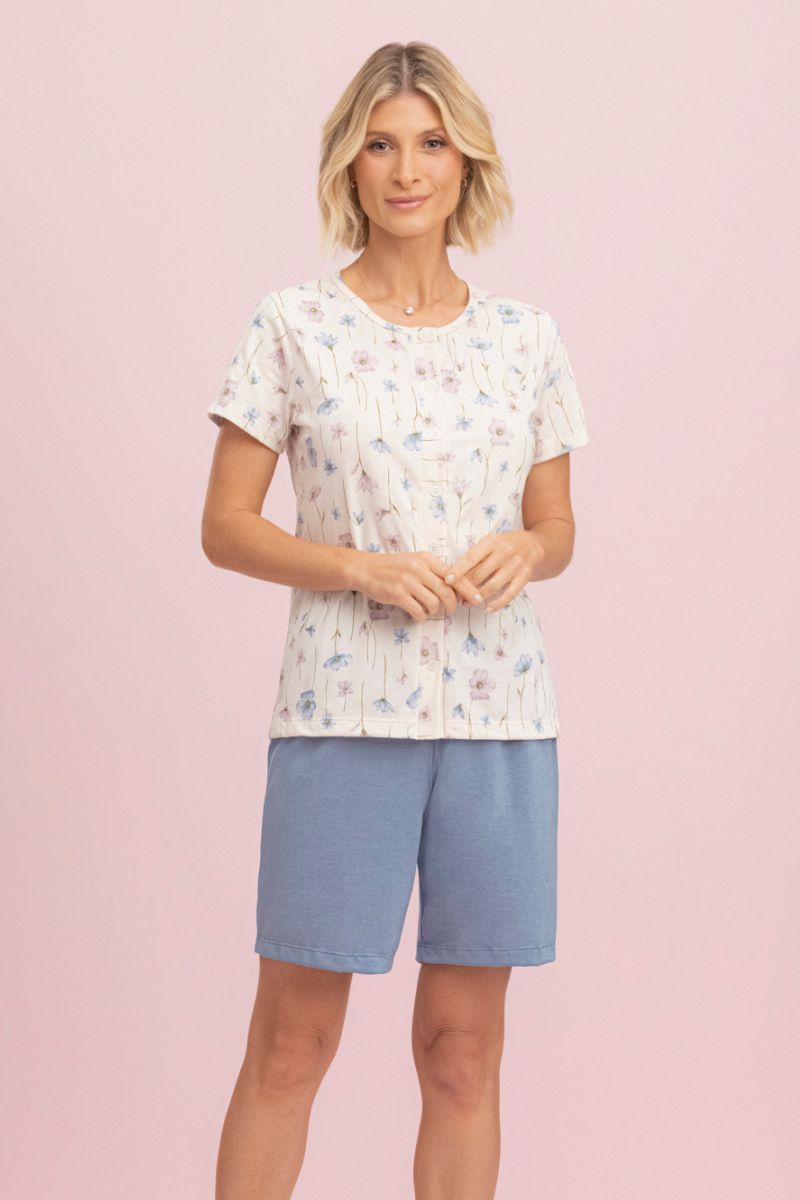 Pijama Feminino Meia Manga com Bermuda Florença - Lua Encantada® 16600071