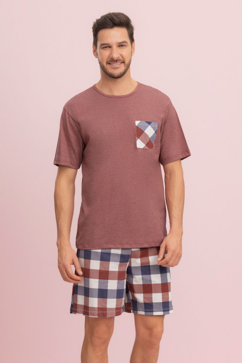 Pijama Masculino Meia Manga com Bermuda Família Aconchegante - Lua Encantada® 12270130