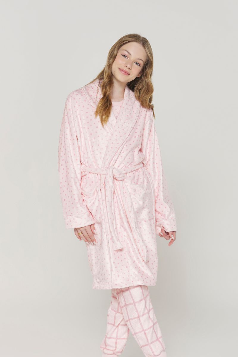 Roupão Feminino Infantil Rosa Fleece – Danka® 01.2.0408