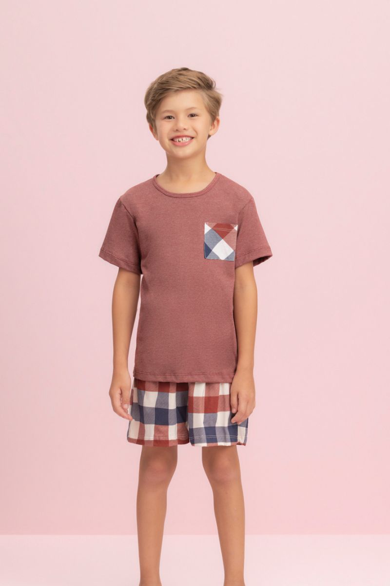 Pijama Masculino Juvenil Meia Manga com Bermuda Família Aconchegante - Lua Encantada® 12030143/44