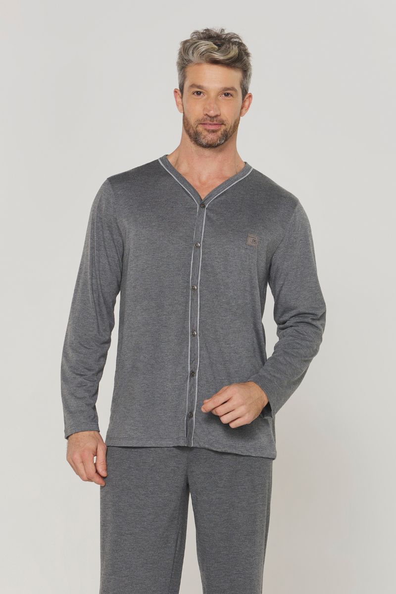 Pijama Masculino Manga Longa com Calça Aberta – Danka® 01.2.0464