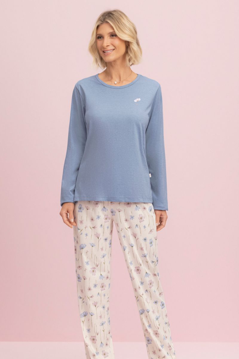 Pijama Feminino Manga Longa com Calça Florença - Lua Encantada® 10100296