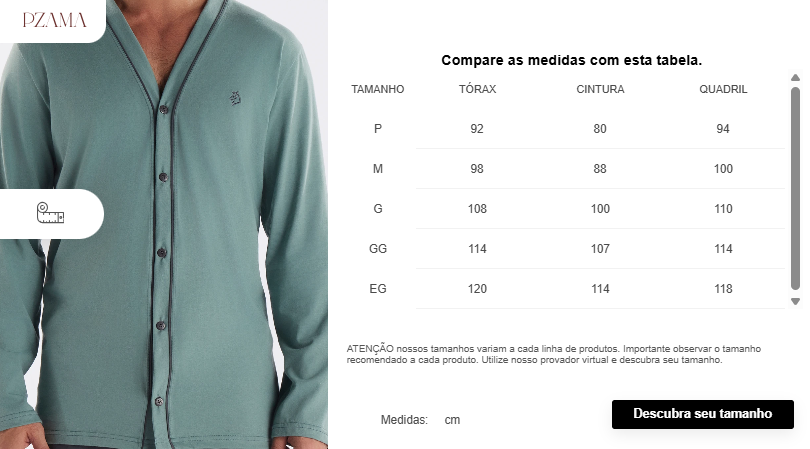 Pijama Masculino Manga Longa com Abertura Frontal e Calça Pzama® 6008.251 - COR 03