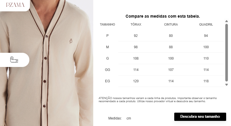 Pijama Masculino Manga Longa com Abertura Frontal e Calça Pzama® 6008.251 - COR 02