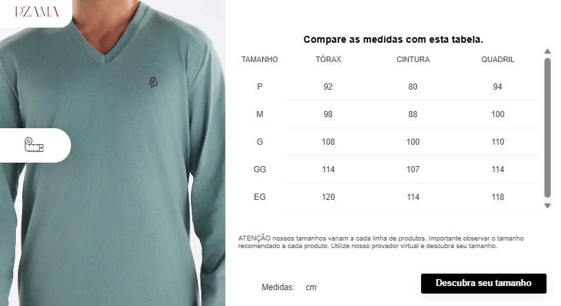 Pijama Masculino Manga Longa Decote V com Calça Pzama® 6016.251