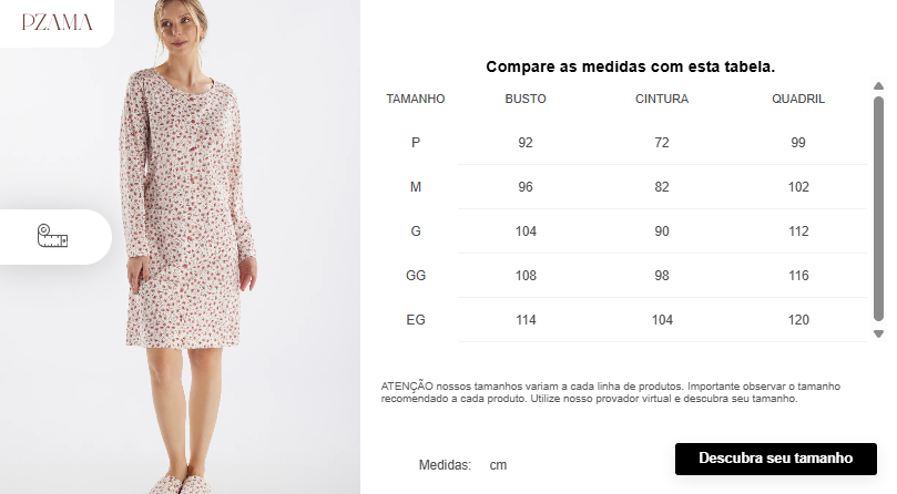 Camisola Manga Longa Estampa Floral com Abertura Frontal – Pzama® 050275