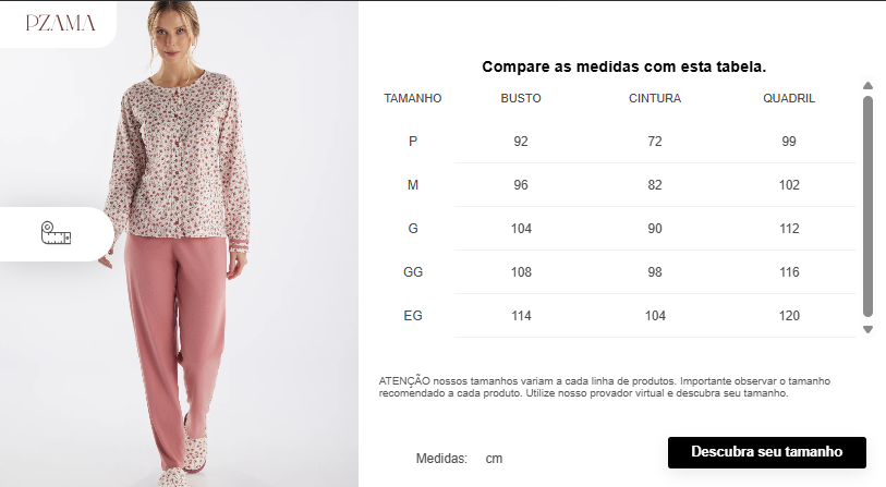 Pijama Manga Longa Abertura Frontal Floral com Calça Lisa – Pzama® 050271