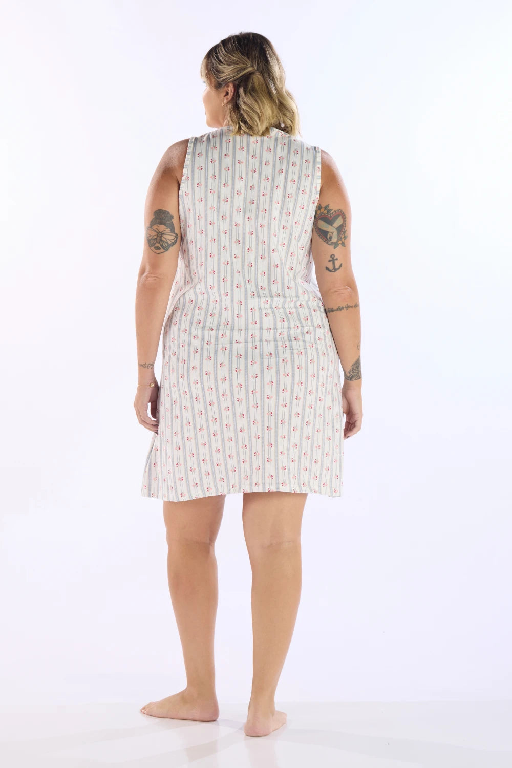 Camisola Plus Size Regata Aberta Estampa Floral em Algodão – Pzama® 090252