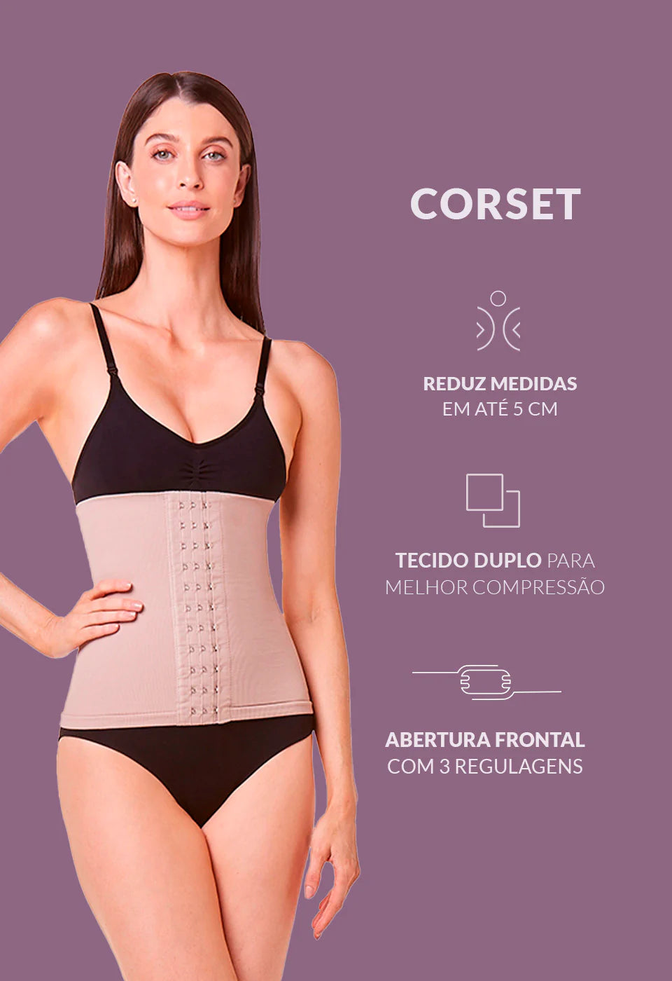 Cinta Modeladora Corset Control Redutora com Barbatanas – Plié® 50320
