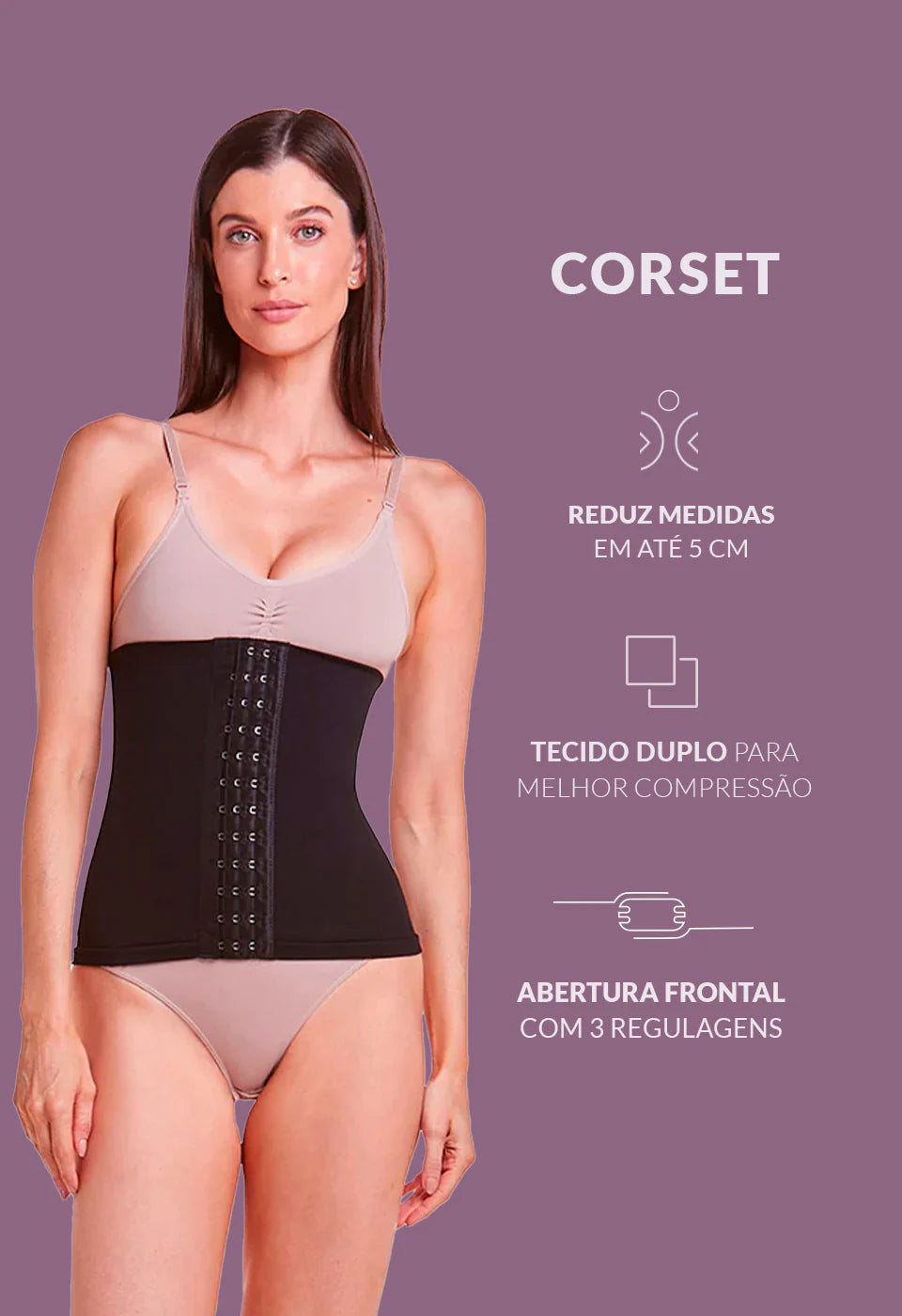 Cinta Modeladora Corset Control Redutora com Barbatanas – Plié® 50320