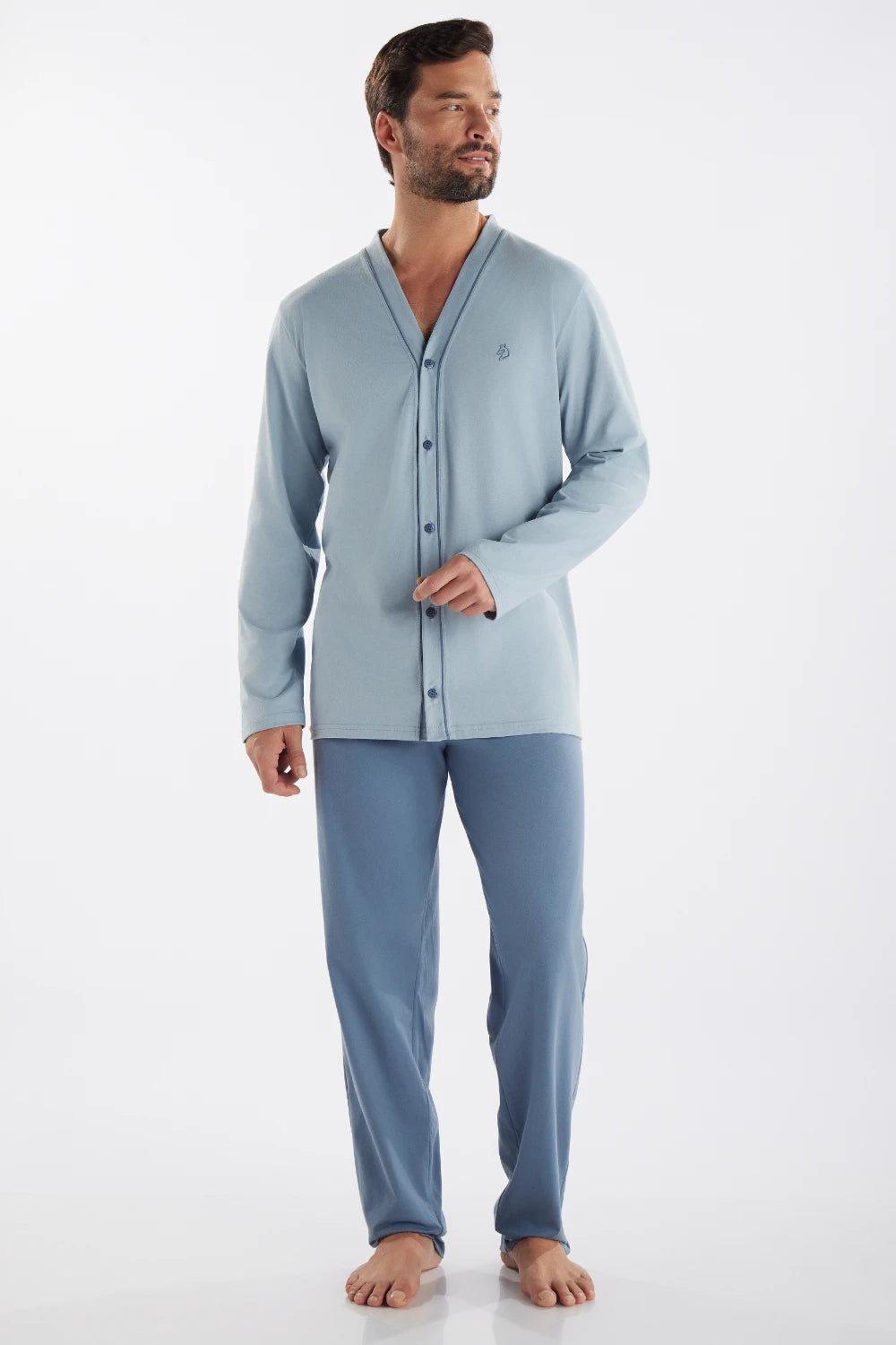 Pijama Masculino Manga Longa com Abertura Frontal e Calça Pzama® 6008.251 - COR 01