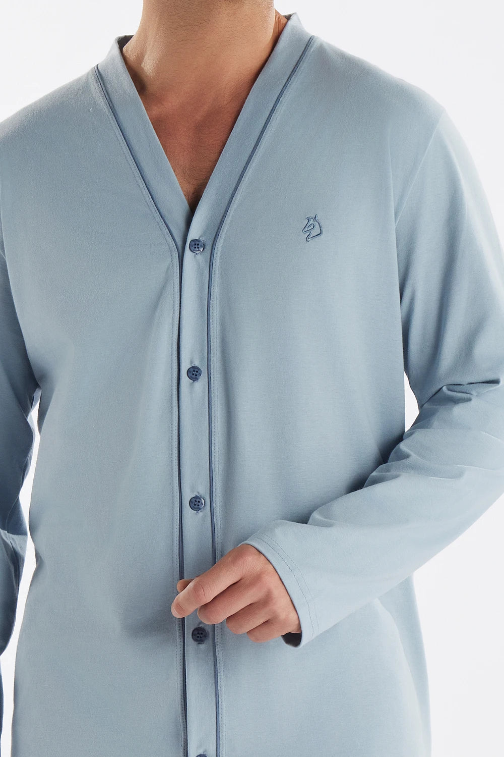 Pijama Masculino Manga Longa com Abertura Frontal e Calça Pzama® 6008.251 - COR 01