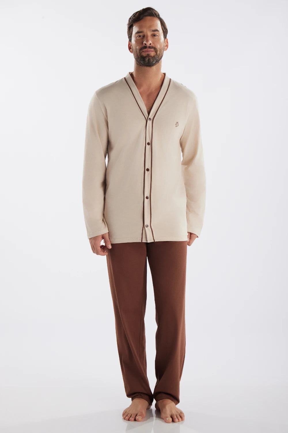 Pijama Masculino Manga Longa com Abertura Frontal e Calça Pzama® 6008.251 - COR 02
