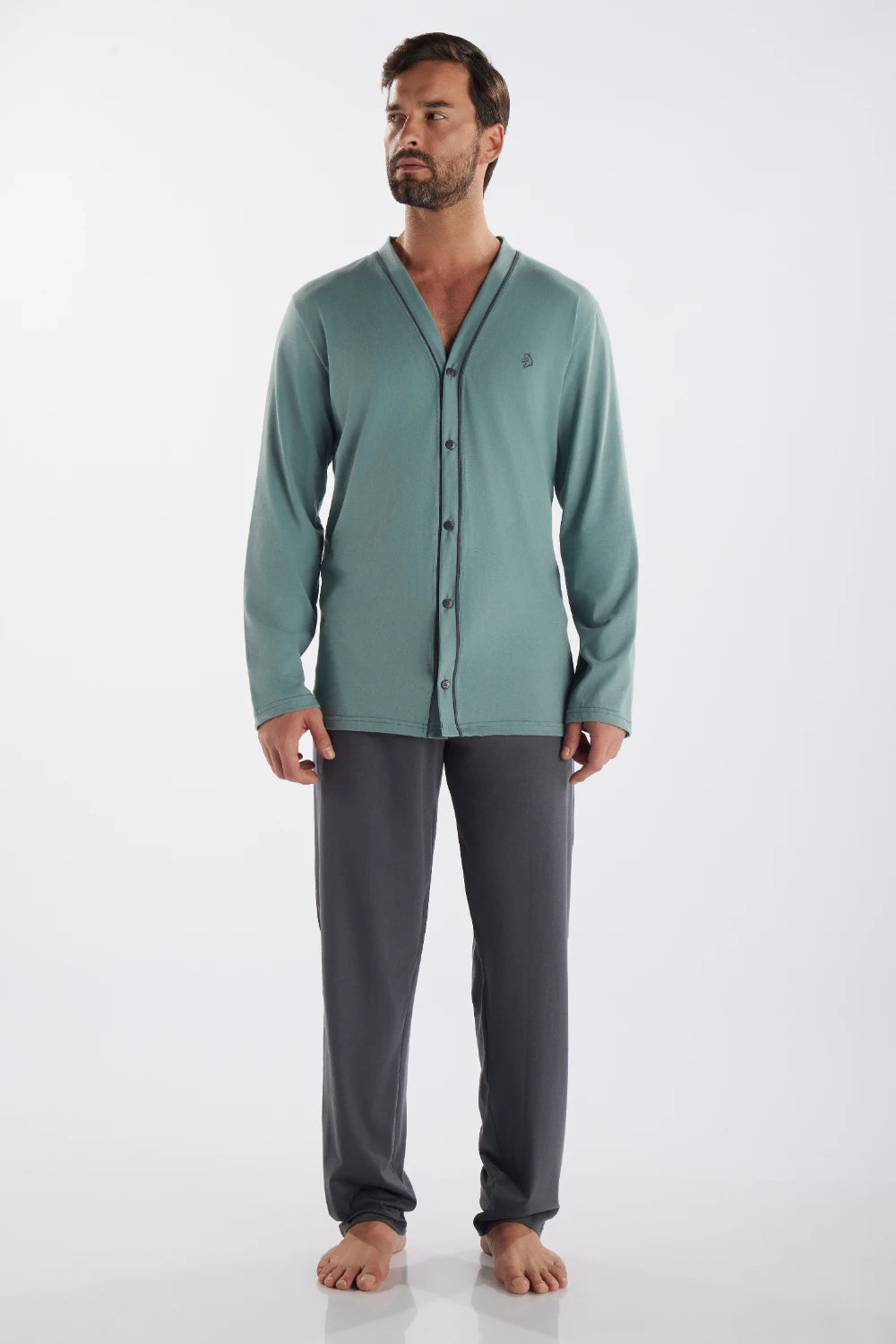 Pijama Masculino Manga Longa com Abertura Frontal e Calça Pzama® 6008.251 - COR 03