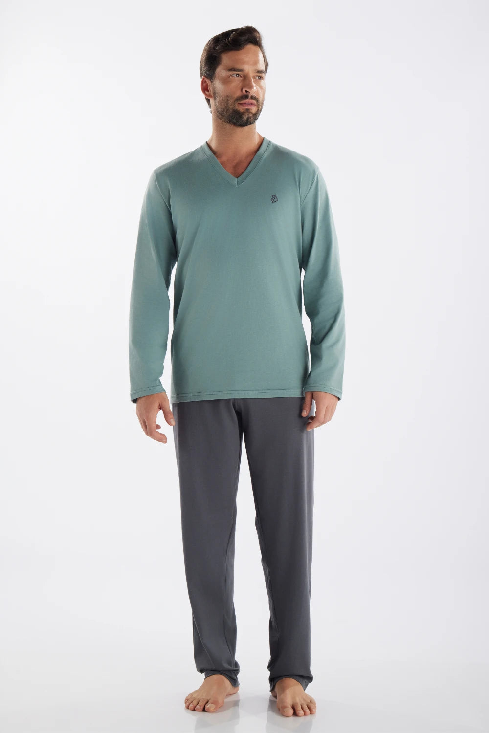 Pijama Masculino Manga Longa Decote V com Calça Pzama®