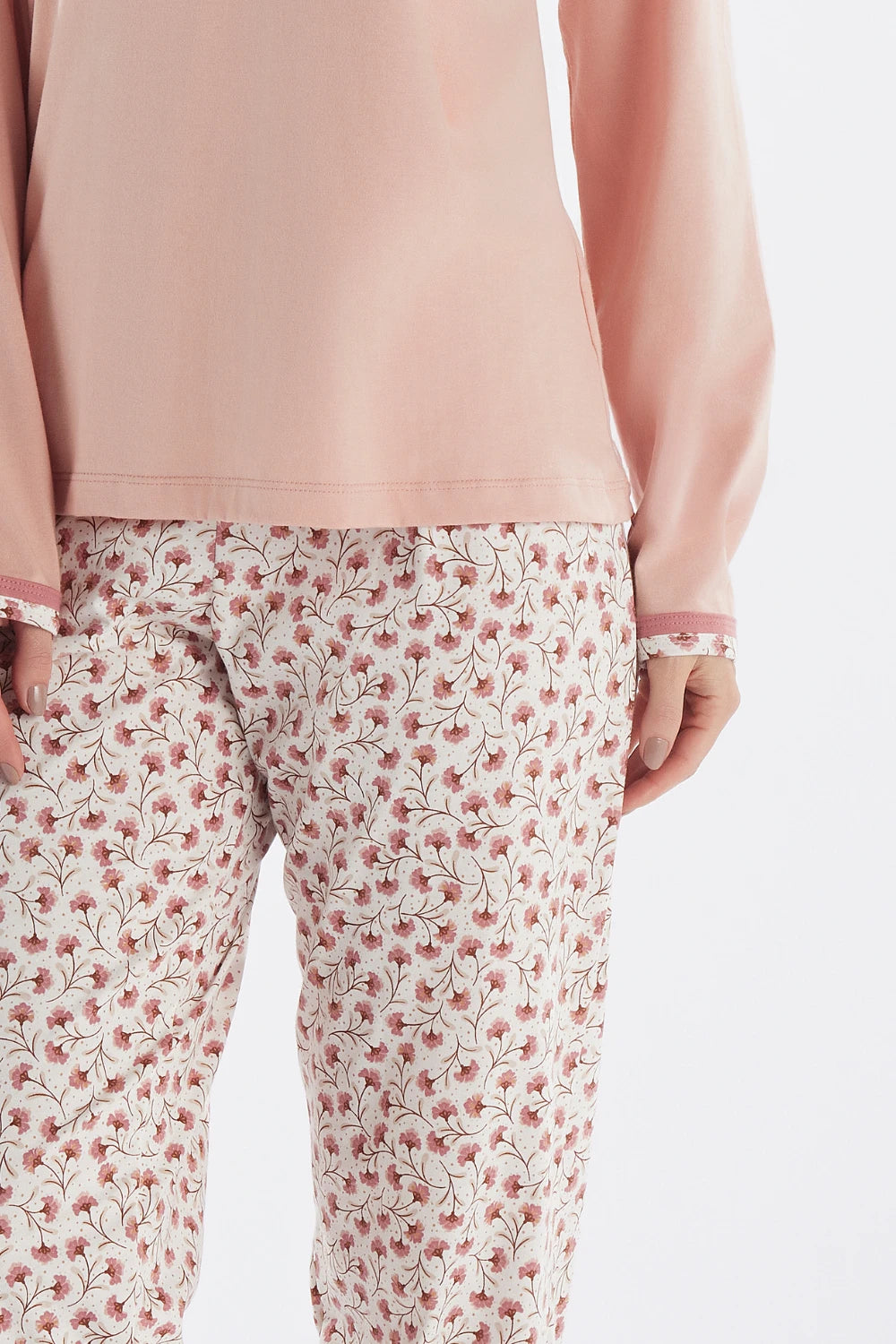 Pijama Manga Longa em Malha com Calça Floral – Pzama® 050269