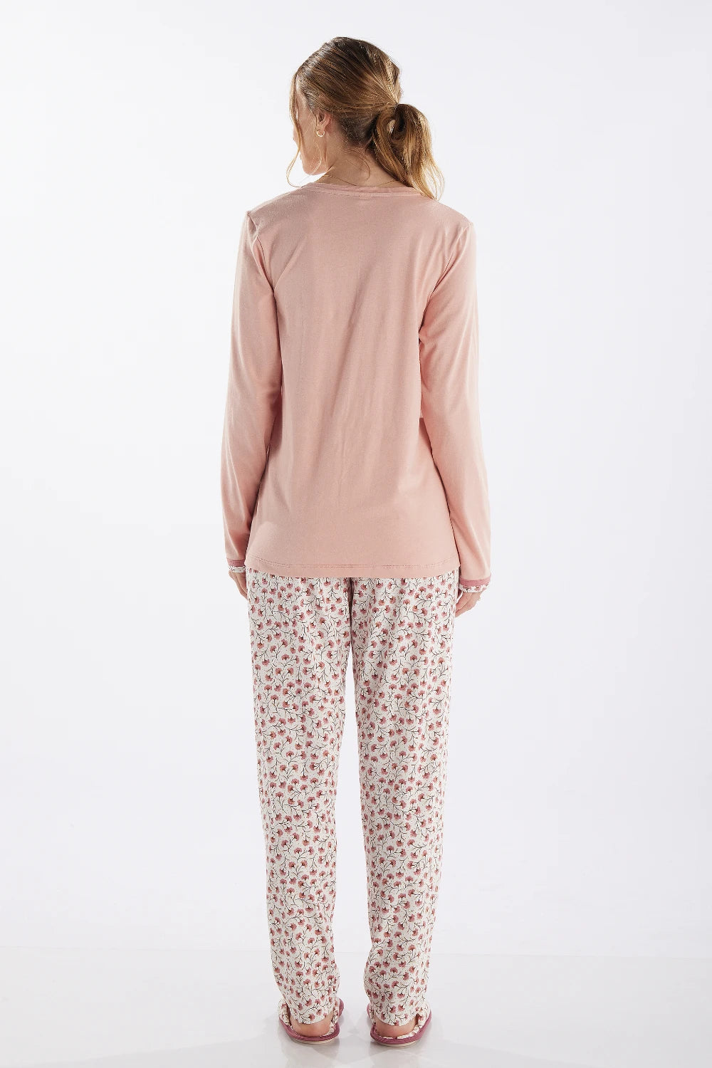 Pijama Manga Longa em Malha com Calça Floral – Pzama® 050269