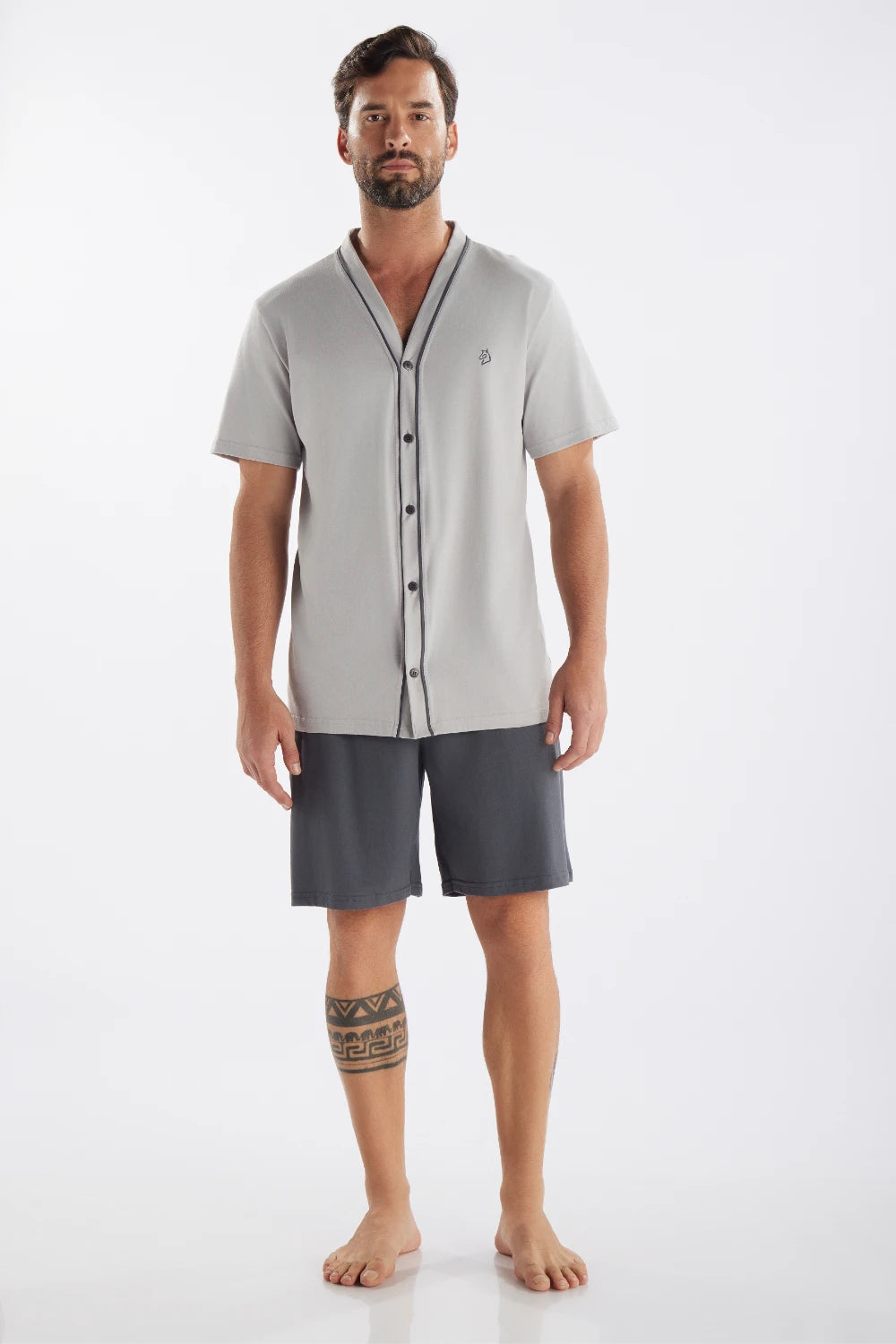 Pijama Masculino Meia Manga com Abertura Frontal e Bermuda Pzama® 6014.251 - COR 02