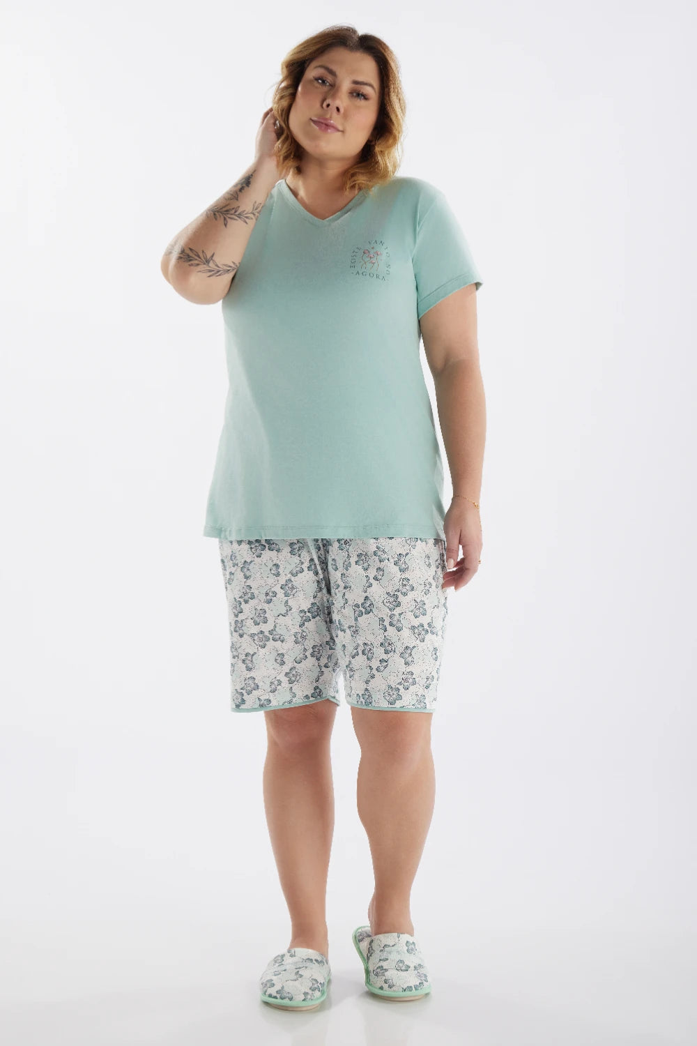 Pijama Meia Manga com Bermuda Pzama® 090226