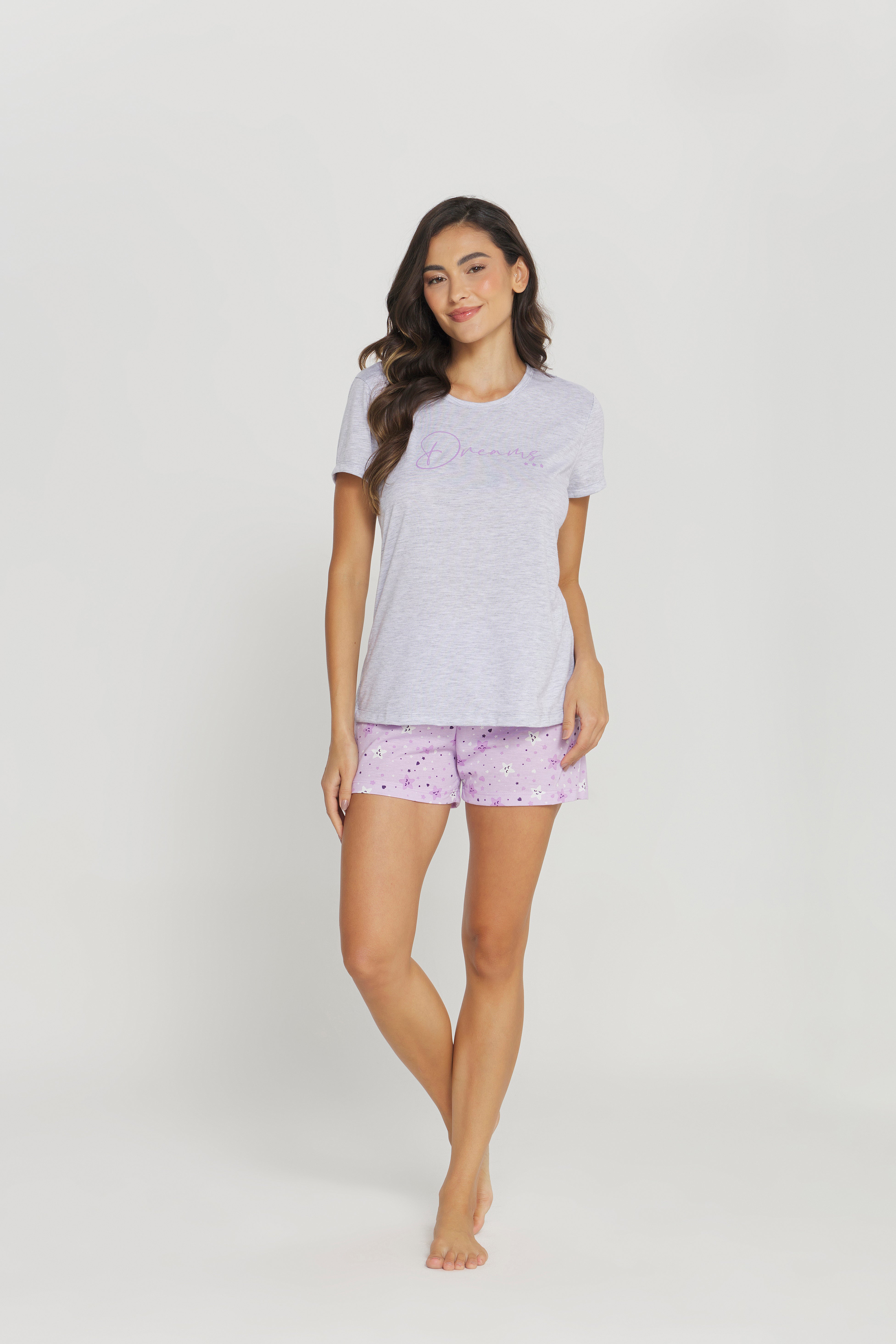 Pijama Jovial Meia Manga  com Short Poliviscose – Danka® 01.1.0249 - ESTRELA