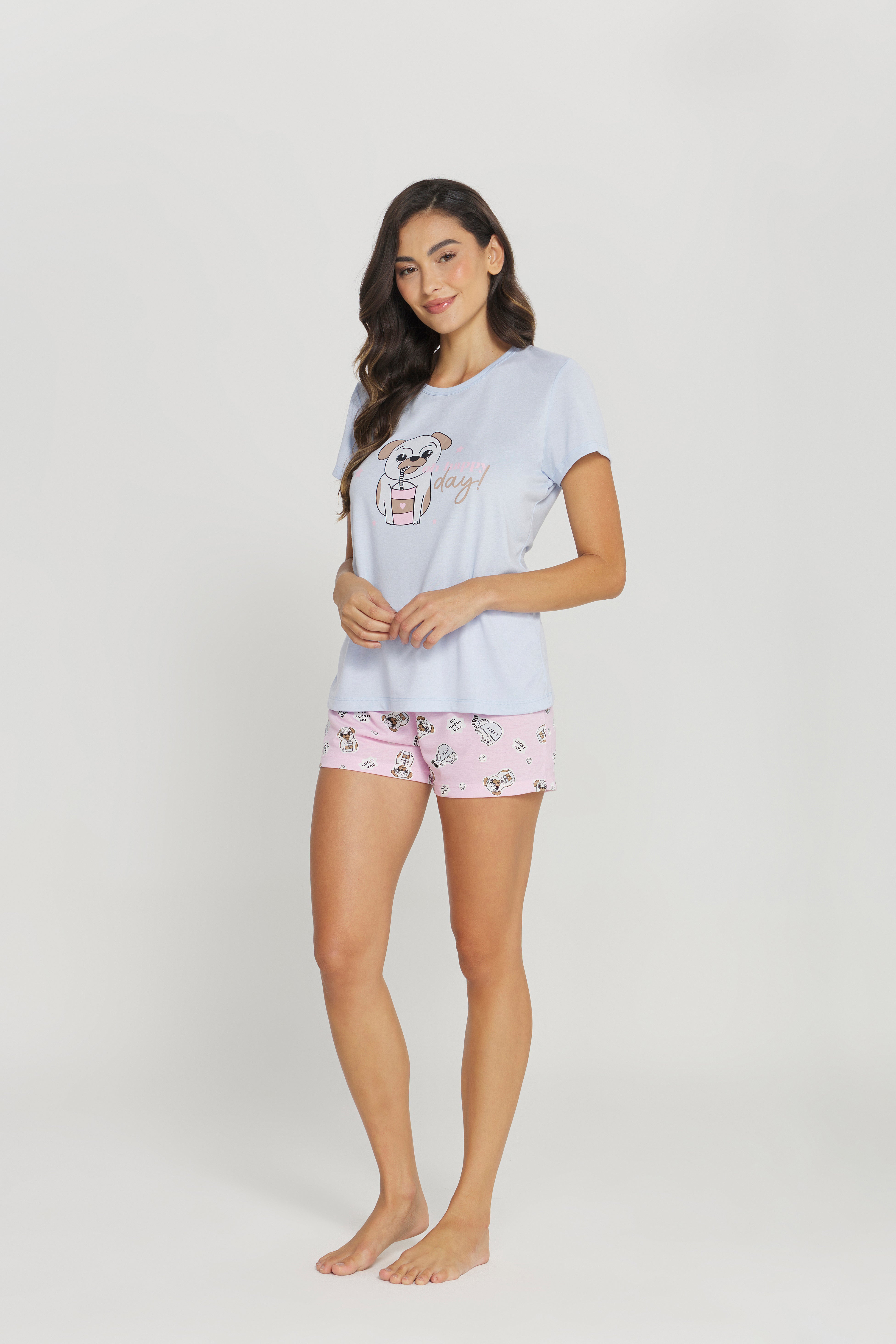 Pijama Jovial Meia Manga  com Short Poliviscose – Danka® 01.1.0249 - DOG