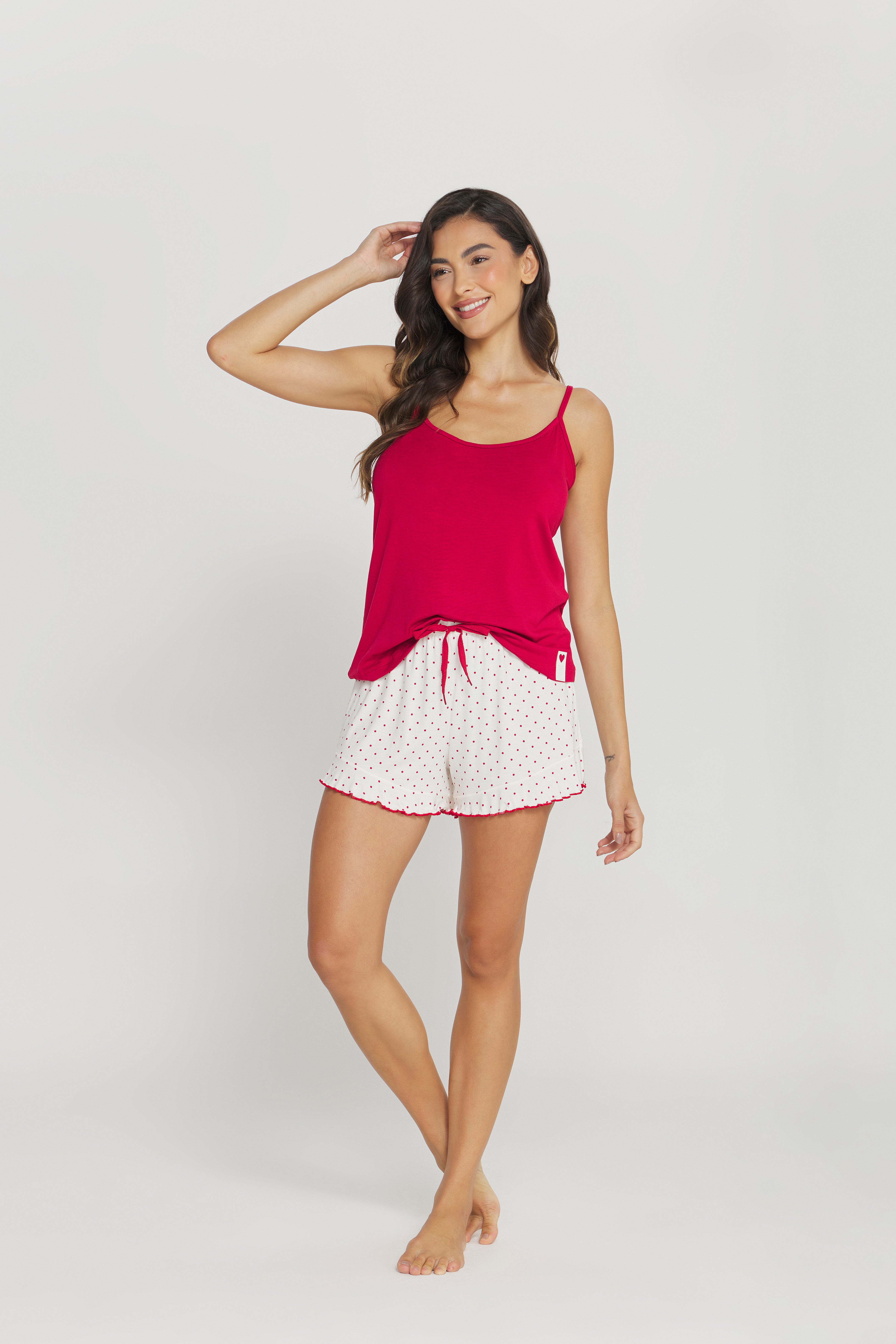 Pijama Jovial Alça com Short Viscolycra Vermelho Danka® 01.1.0323