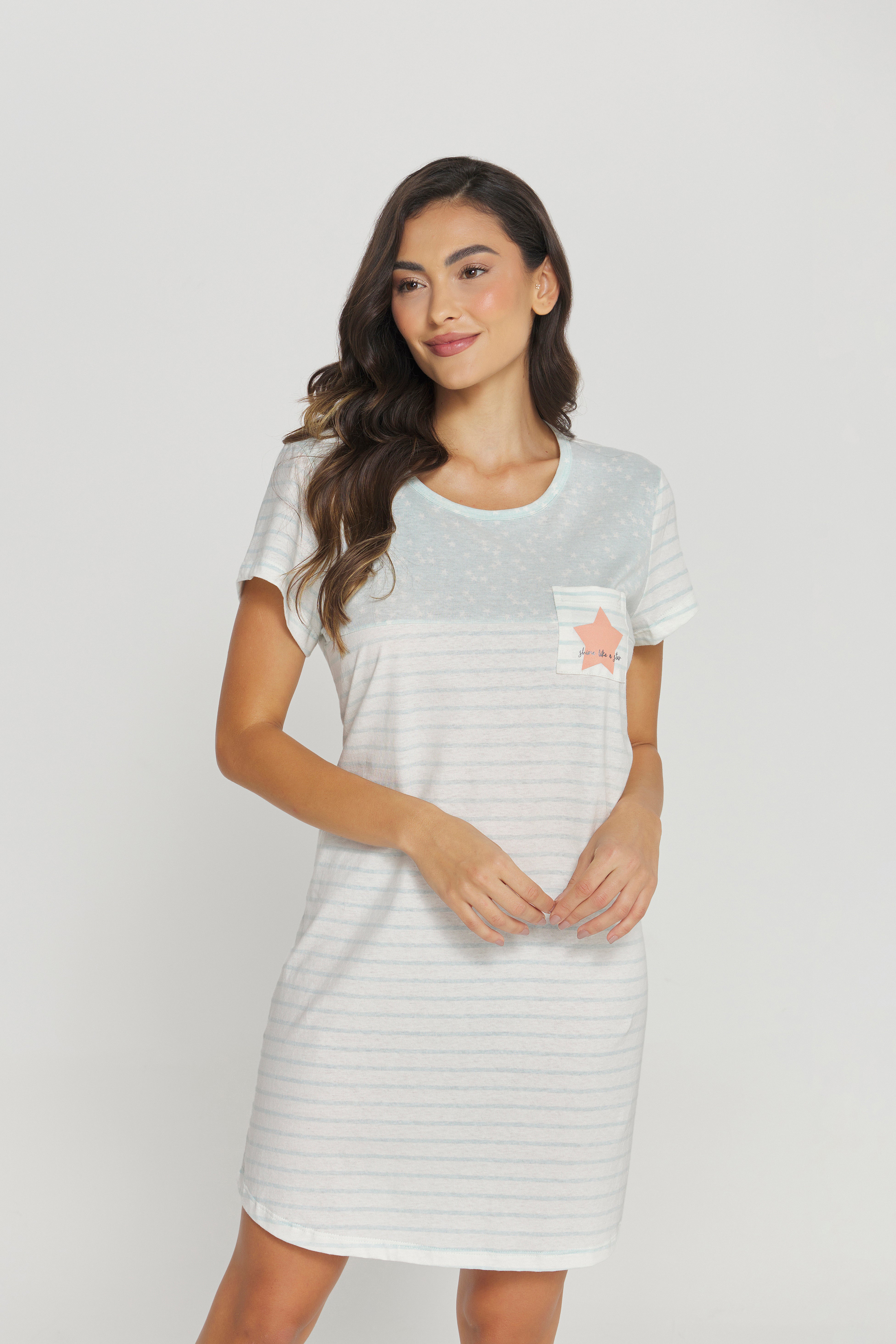 Camisola Meia Manga 100% Algodão Listrada – Danka® 01.1.0339