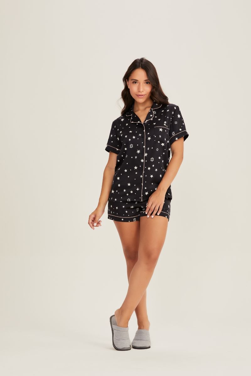 Pijama Jovial Americano MM c/ Short Cetim Poá – Danka® 01.2.0058