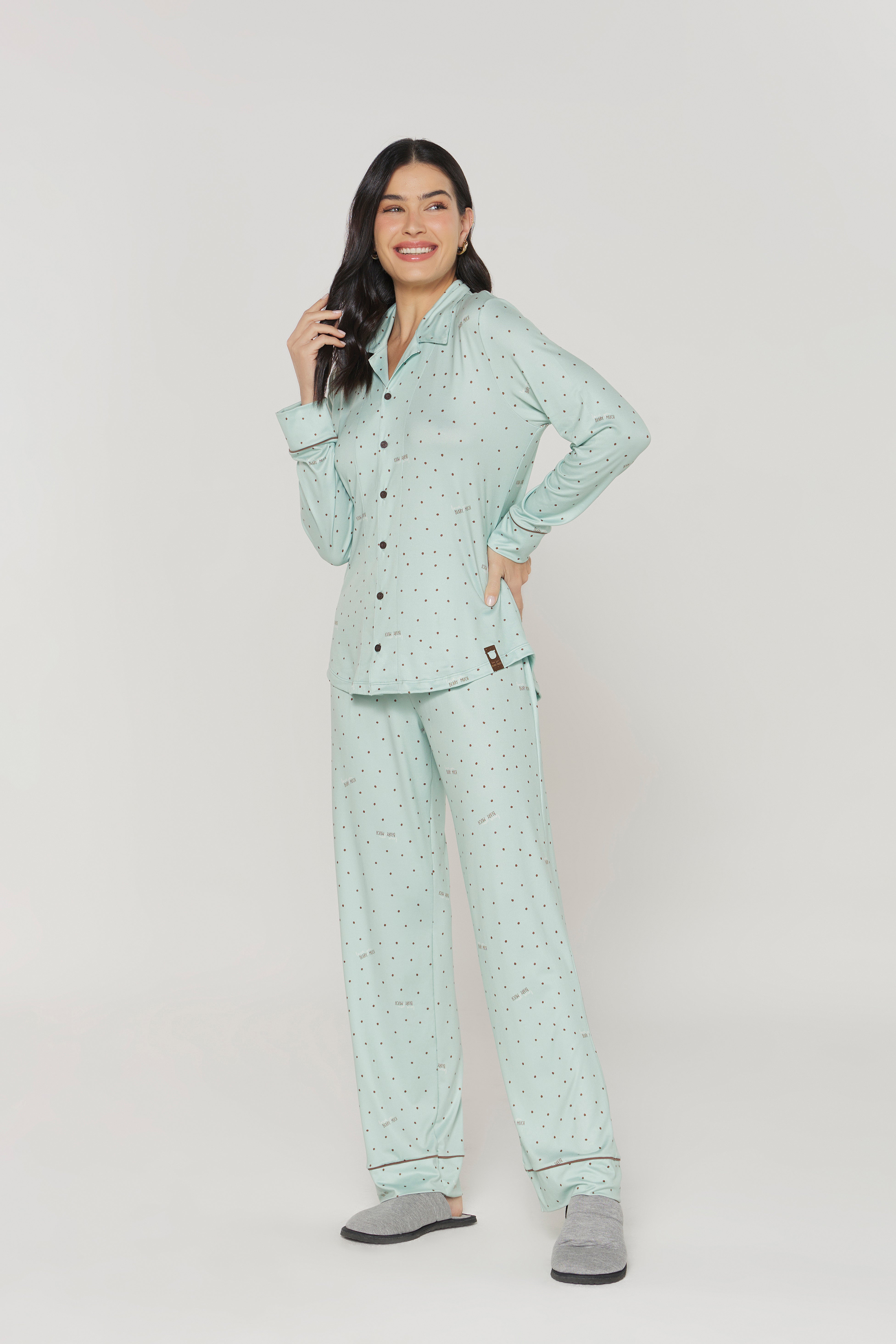 Pijama Americano Manga Longa com Calça Urso Peach Touch Danka® 01.2.0338