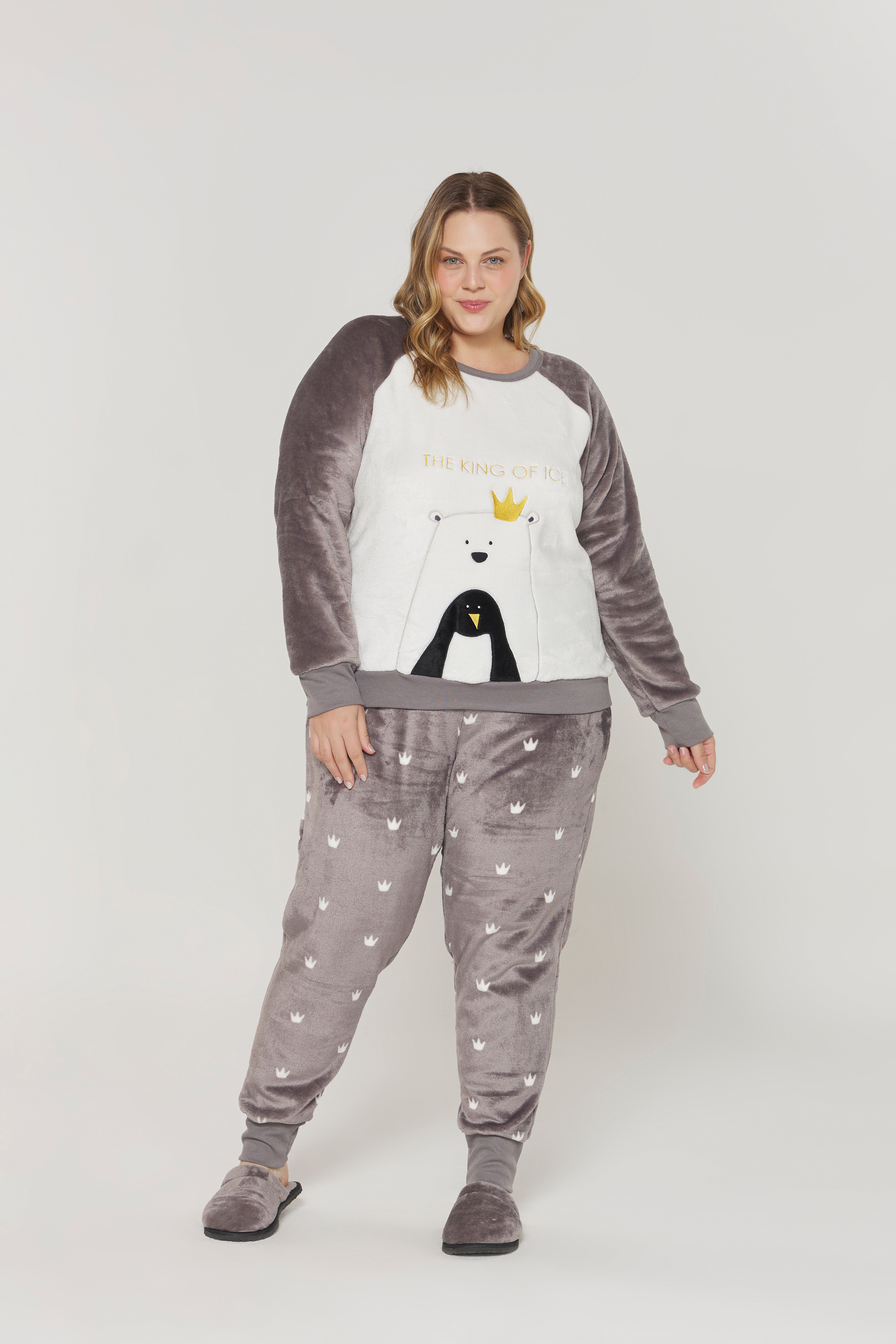 Pijama Plush  Plus Size Manga Longa Pinguim Danka® 01.2.0455