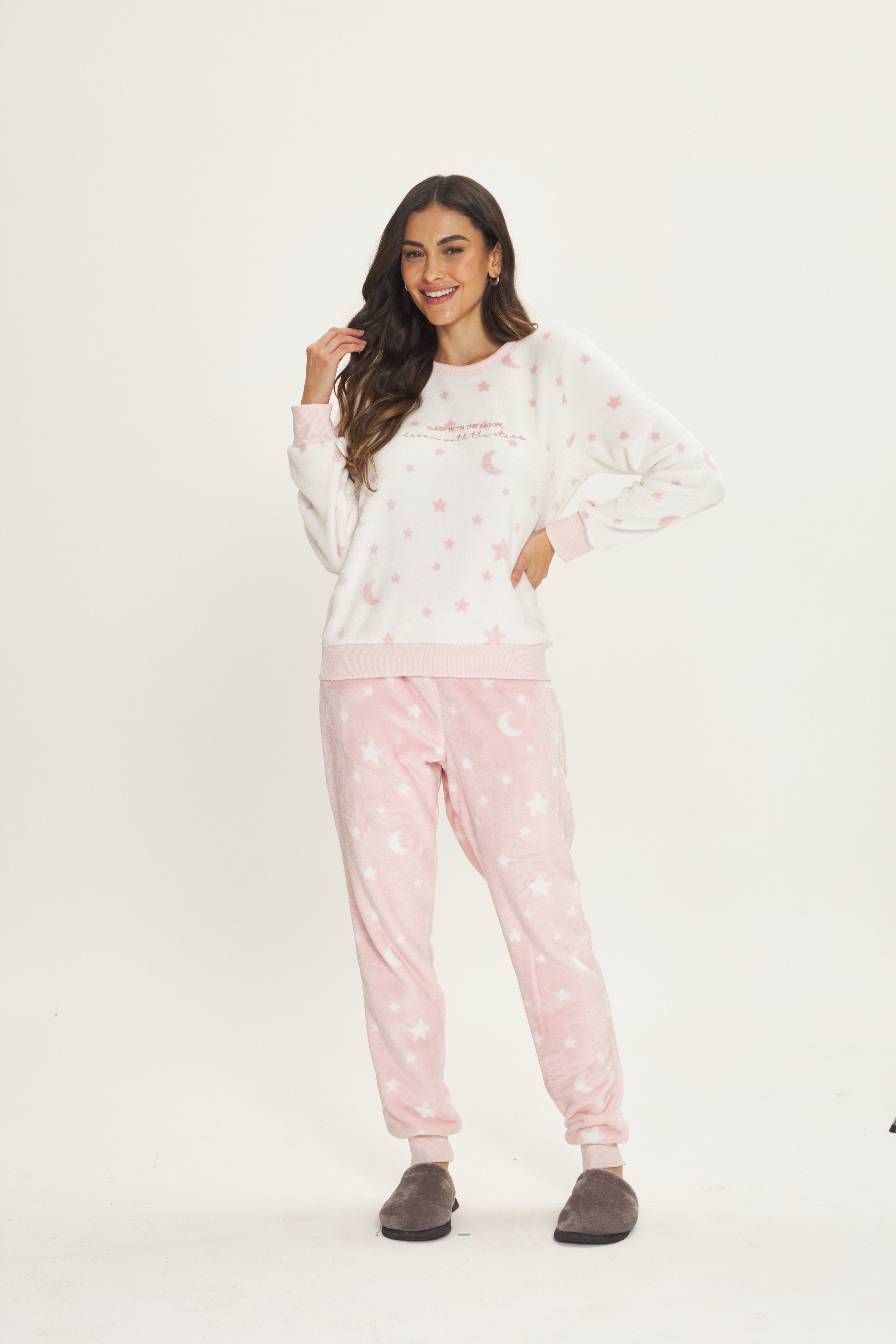 Pijama Jovial Manga Longa com Calça Fleece Lua – Danka® 01.2.0554