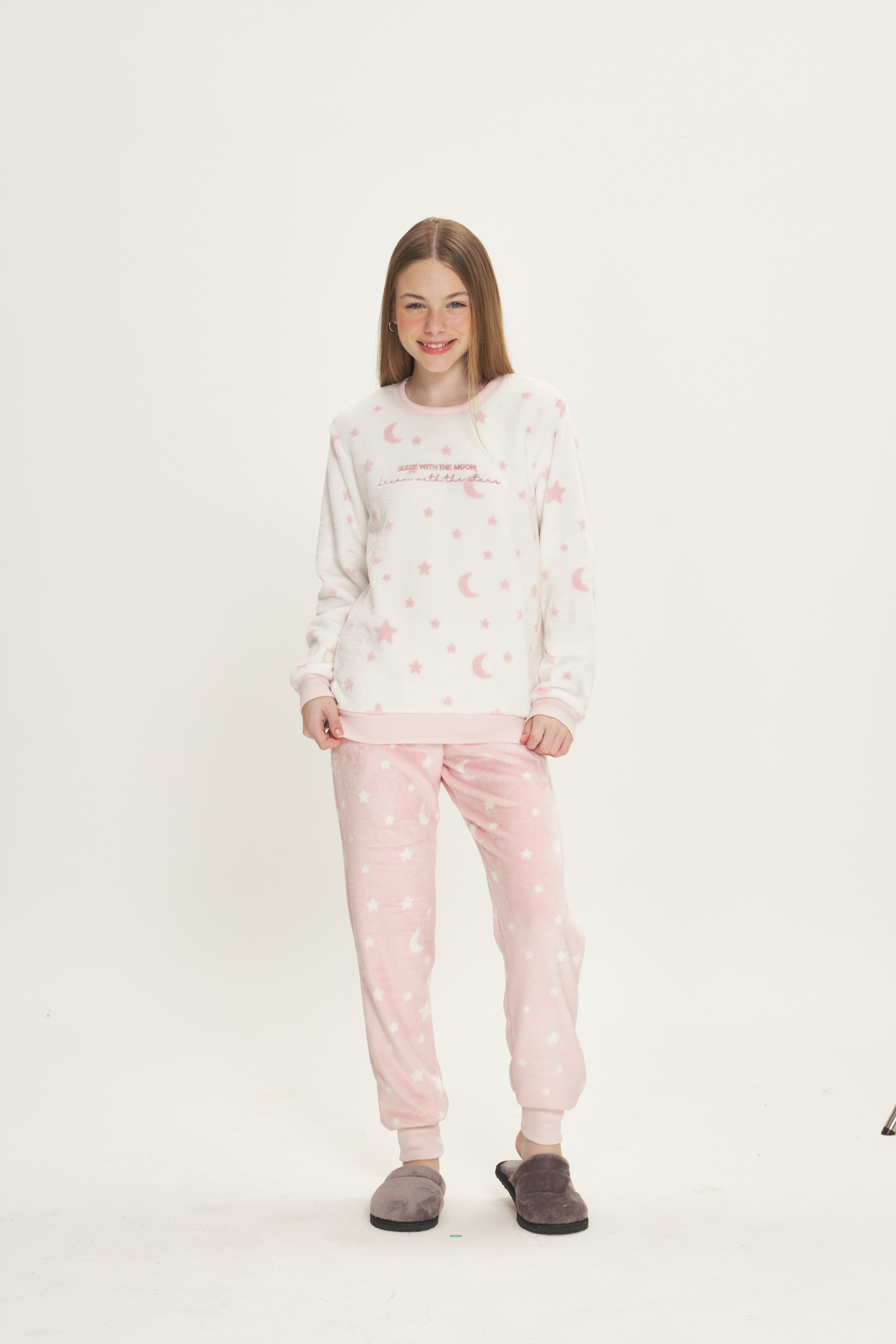 Pijama Infantil Feminino Manga Longa com Calça Fleece Lua – Danka® 01.2.0557/58