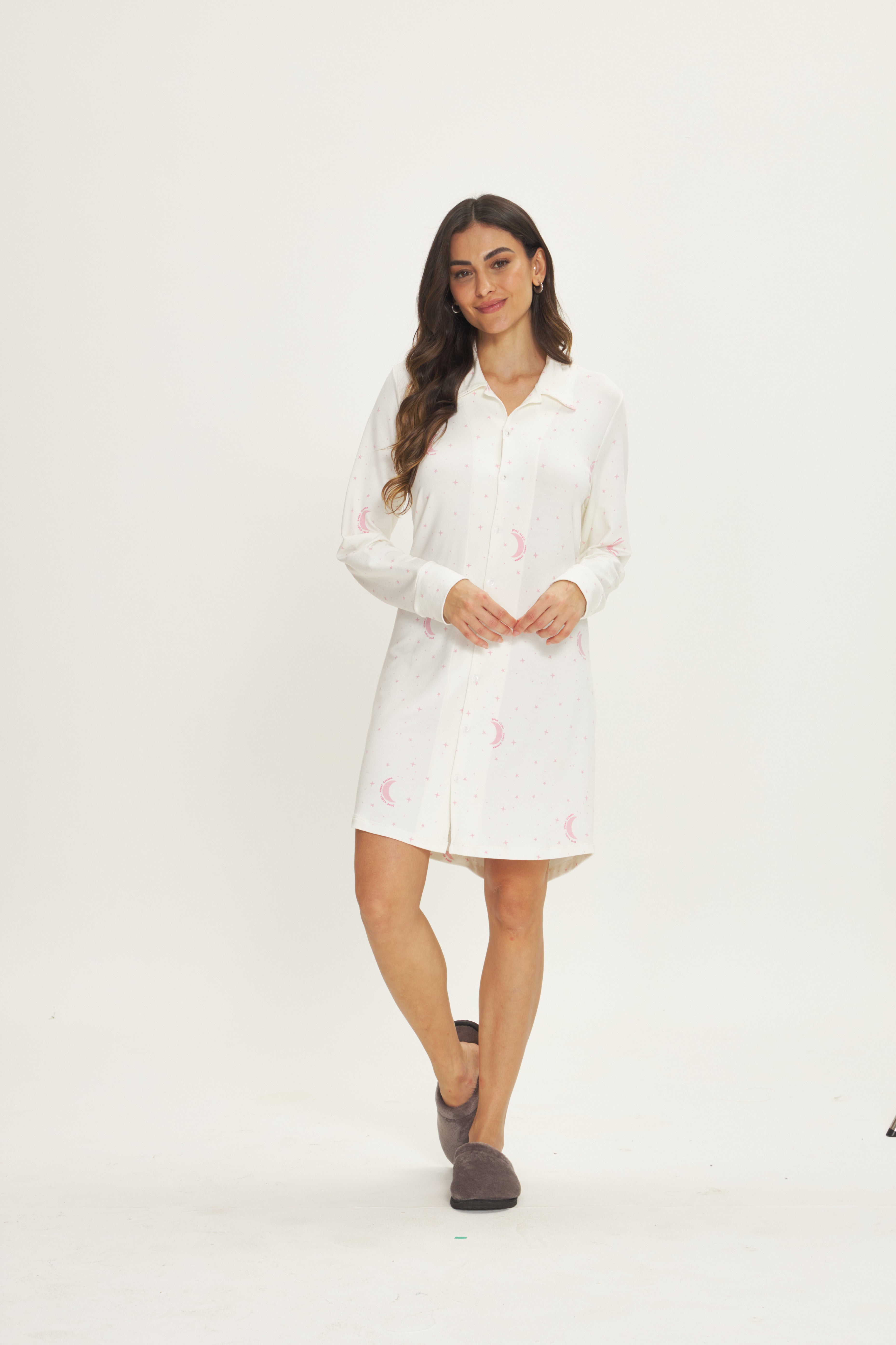 Camisola Americana Manga Longa em Molevisco Lua – Danka® 01.2.0585