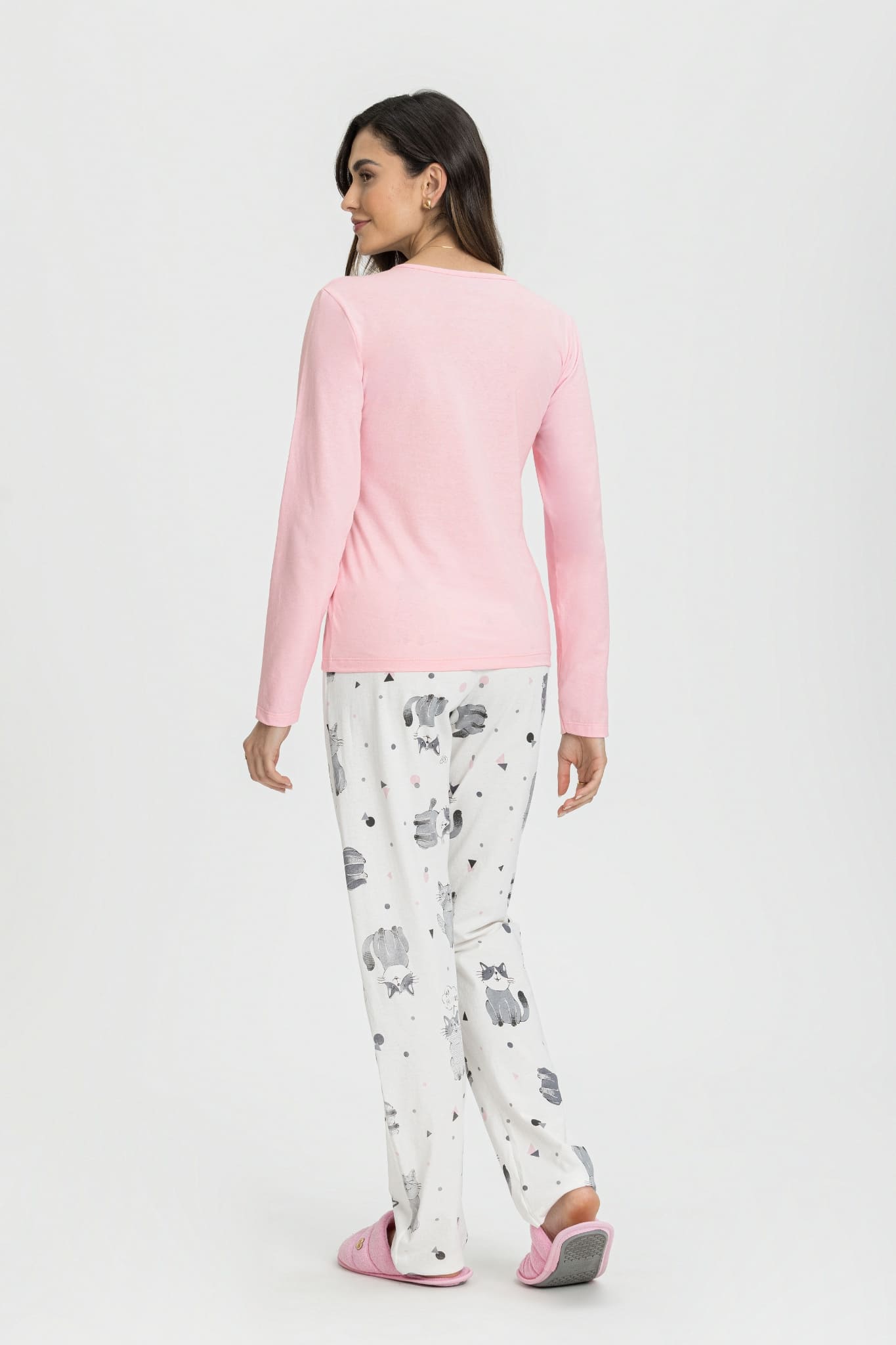 Pijama Manga Longa com Calça Hello Cats – 034148