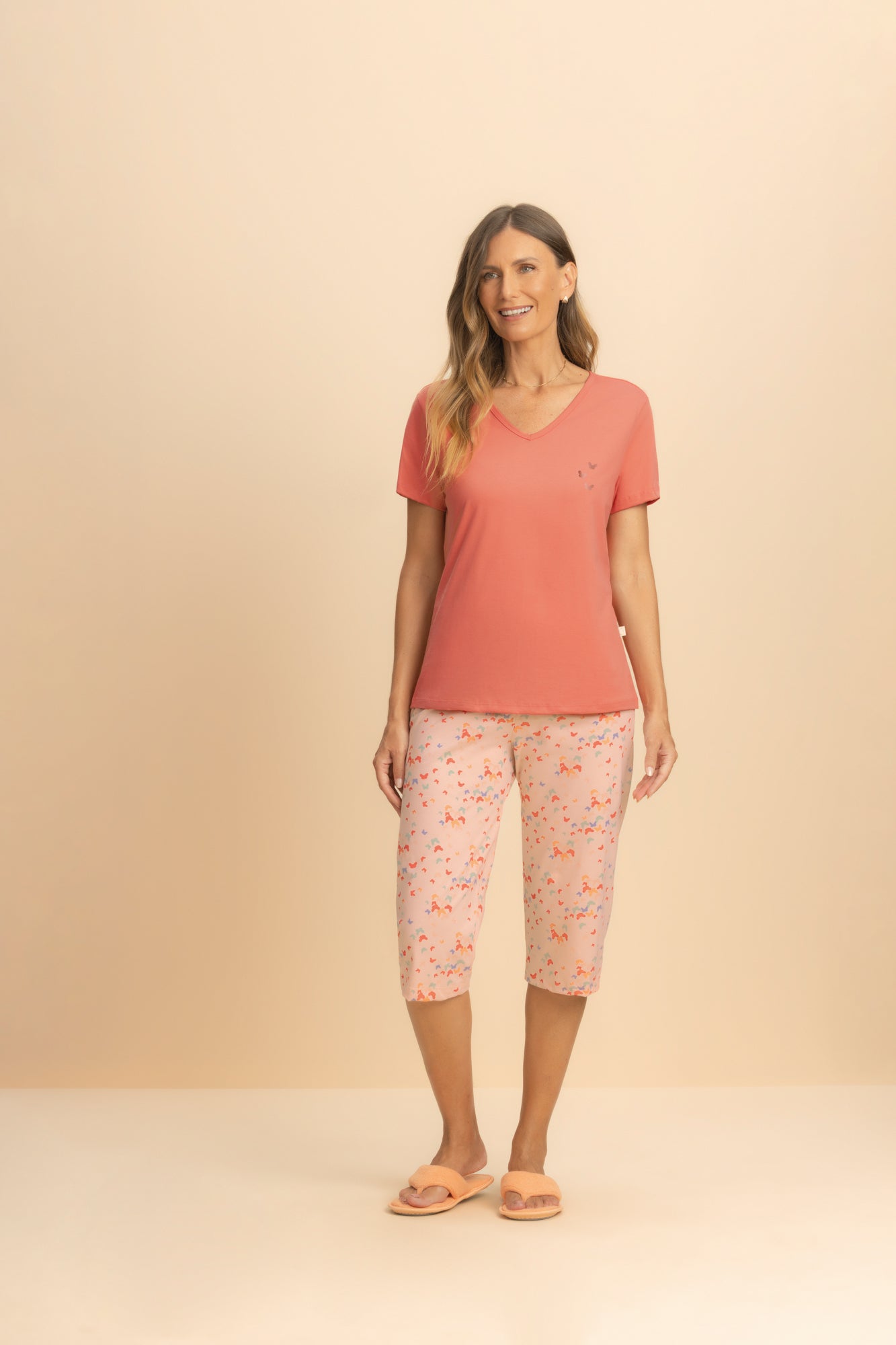 Pijama Senhora Meia Manga c/ Capri Algodão Borboleta – Lua Encantada® 10140106