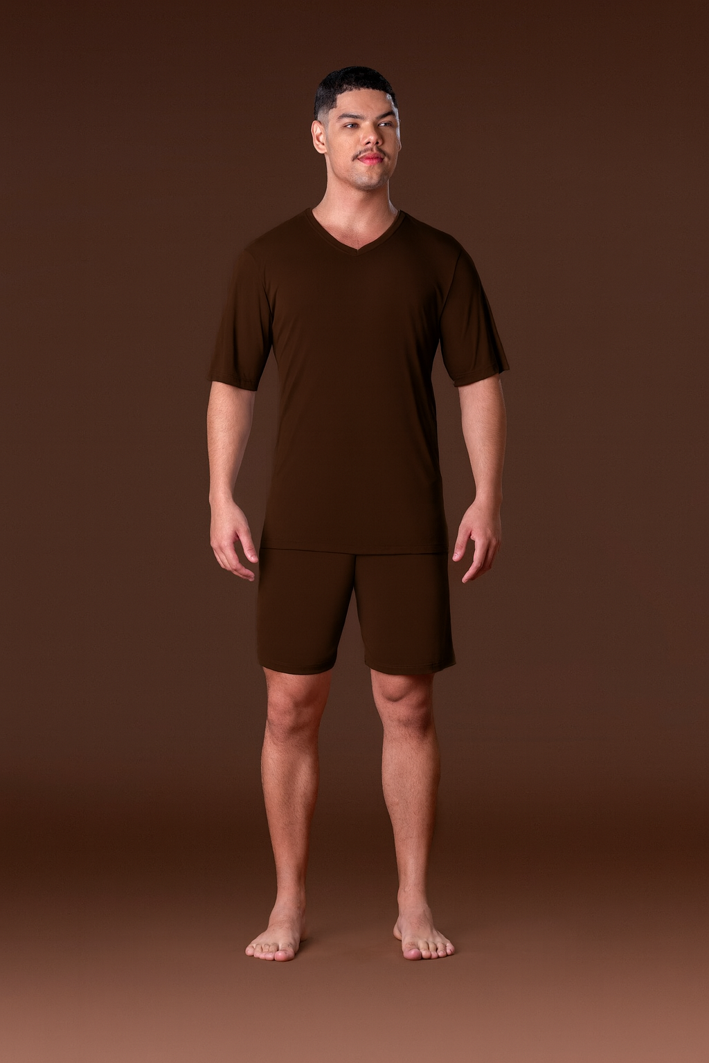 Pijama Masculino Meia Manga com Bermuda Lisa Maria Cândida® 10656