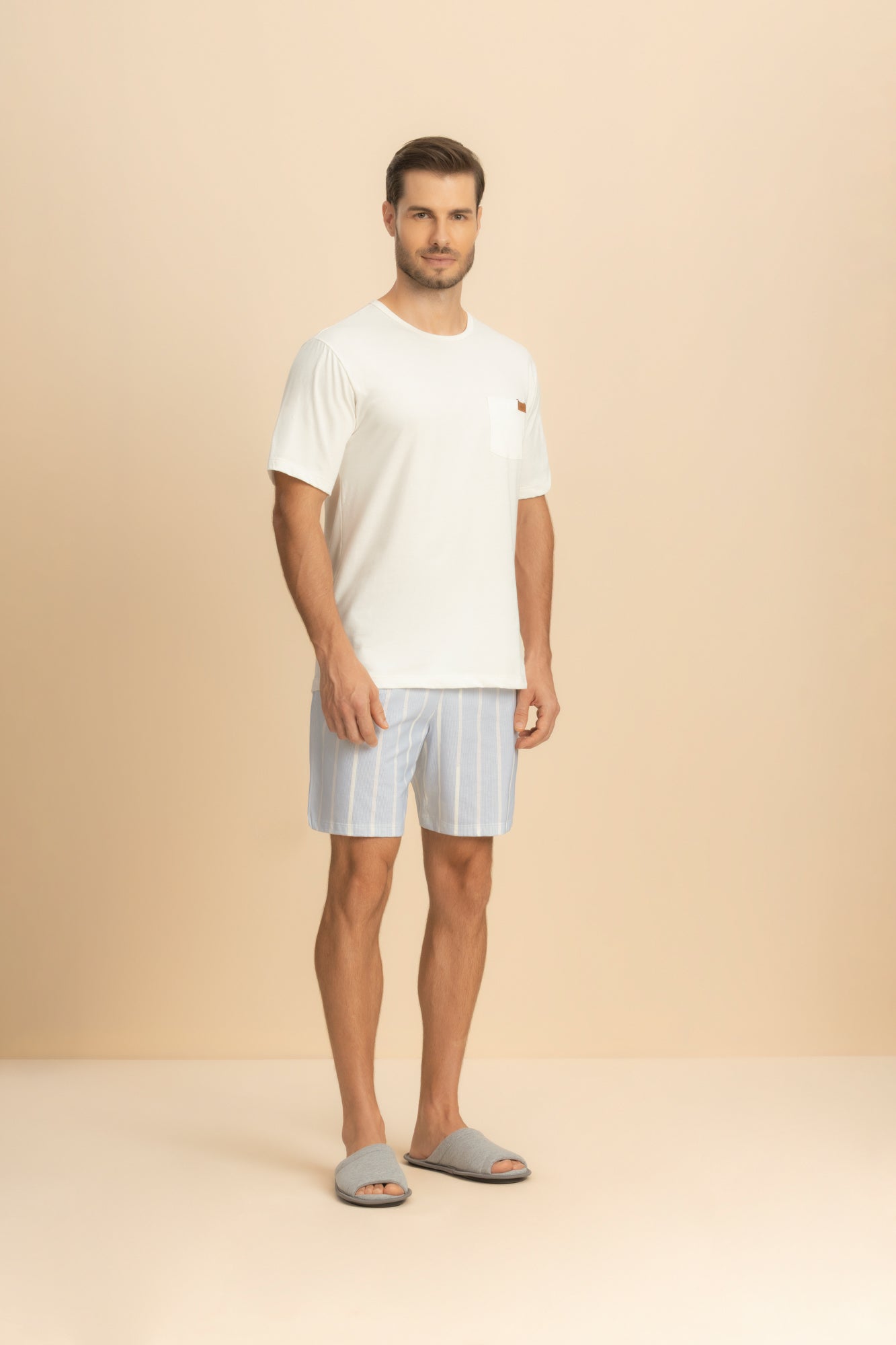 Pijama Masculino Meia Manga com Bermuda Algodão Composê – Lua Encantada® 12270143