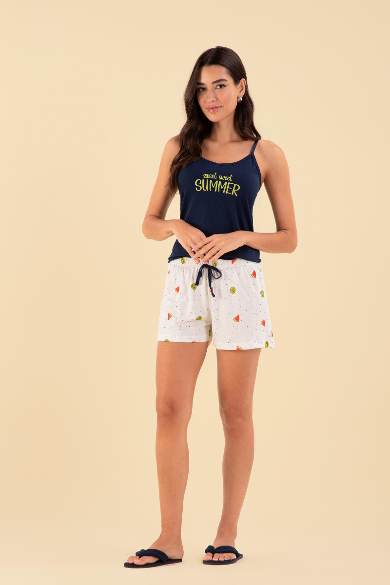 Pijama Jovial Alça com Short Algodão Fruit – Sensare® 130137