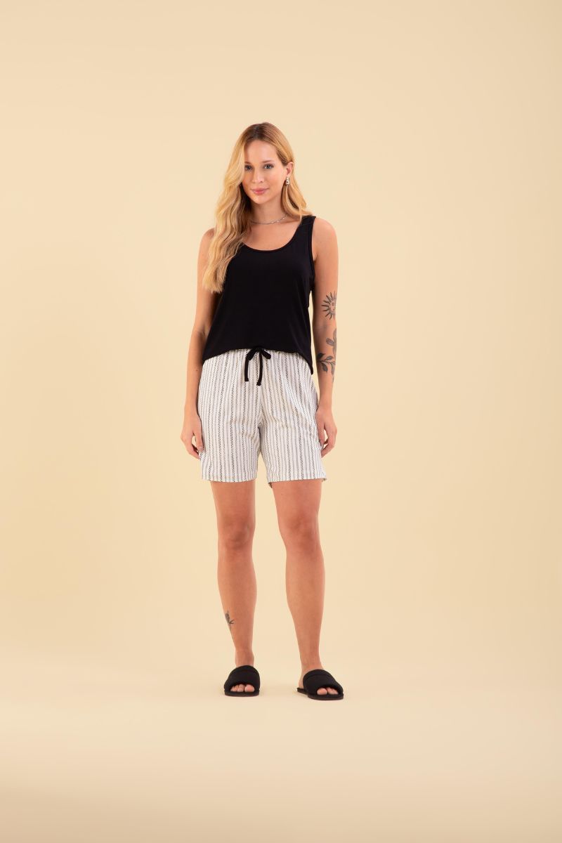 Pijama Básico Regata com Short Microfibra Listra Poá – Sensare® 130192