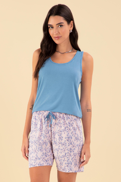 Pijama Senhora Regata com Bermuda Microfibra – Sensare® 130205