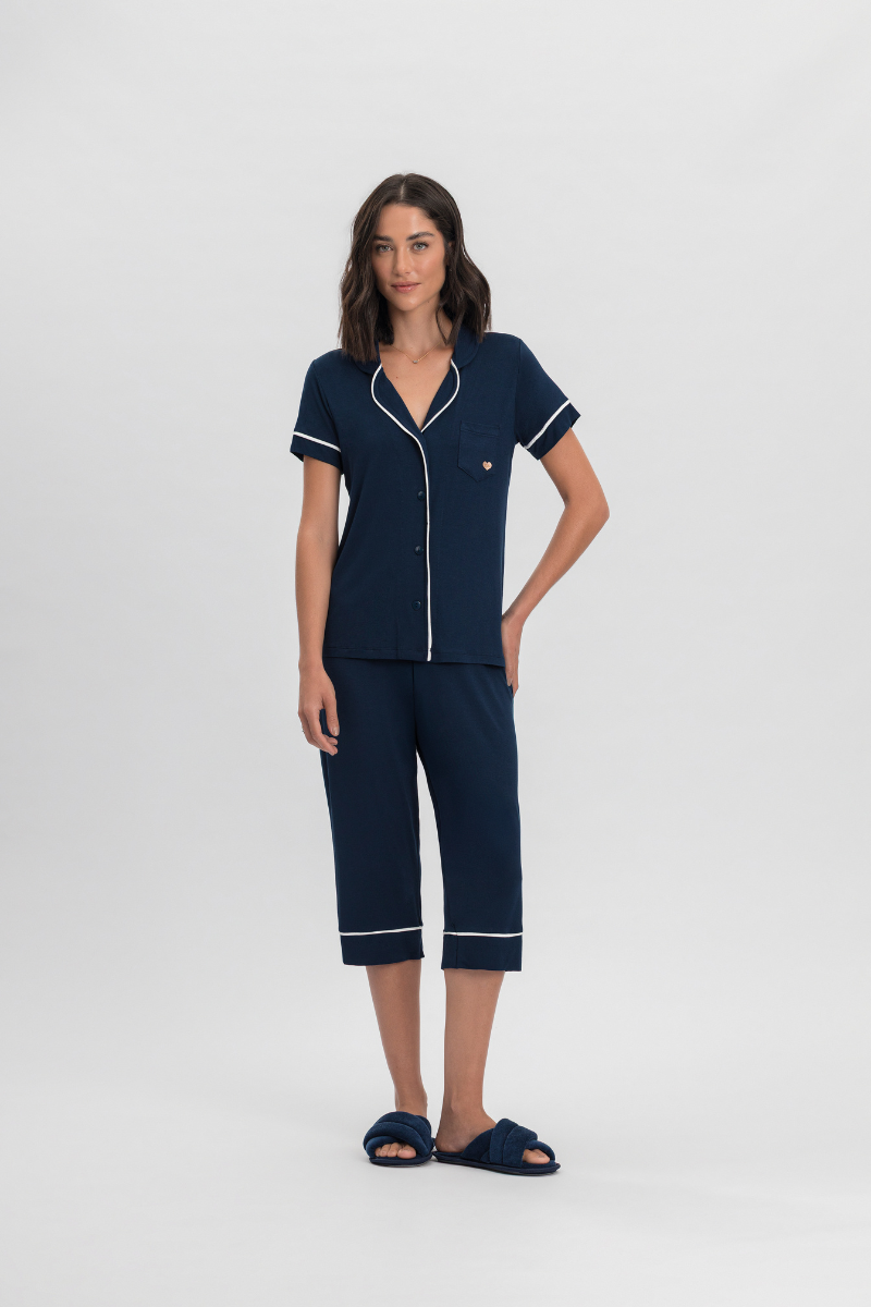 Pijama Básico Americano Meia Manga com Capri Viscolycra Classic – Mensageiro dos Sonhos® 0132132