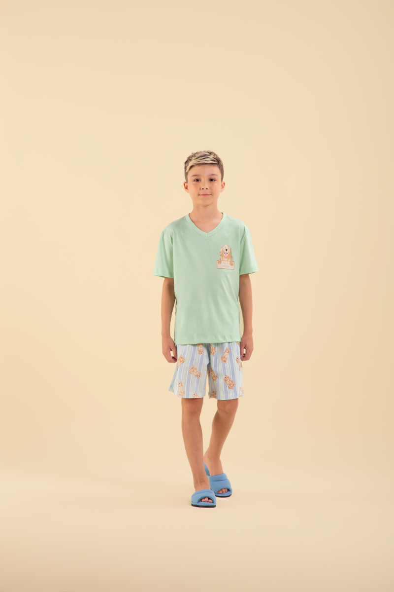 Pijama Infantil Masculino MM c/ Bermuda Algodão Golden – Sensare® 130179