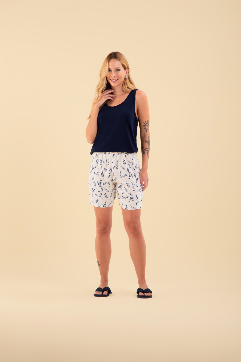 Pijama Senhora Regata com Bermuda Viscolycra e Viscose Serena – Sensare® 130229