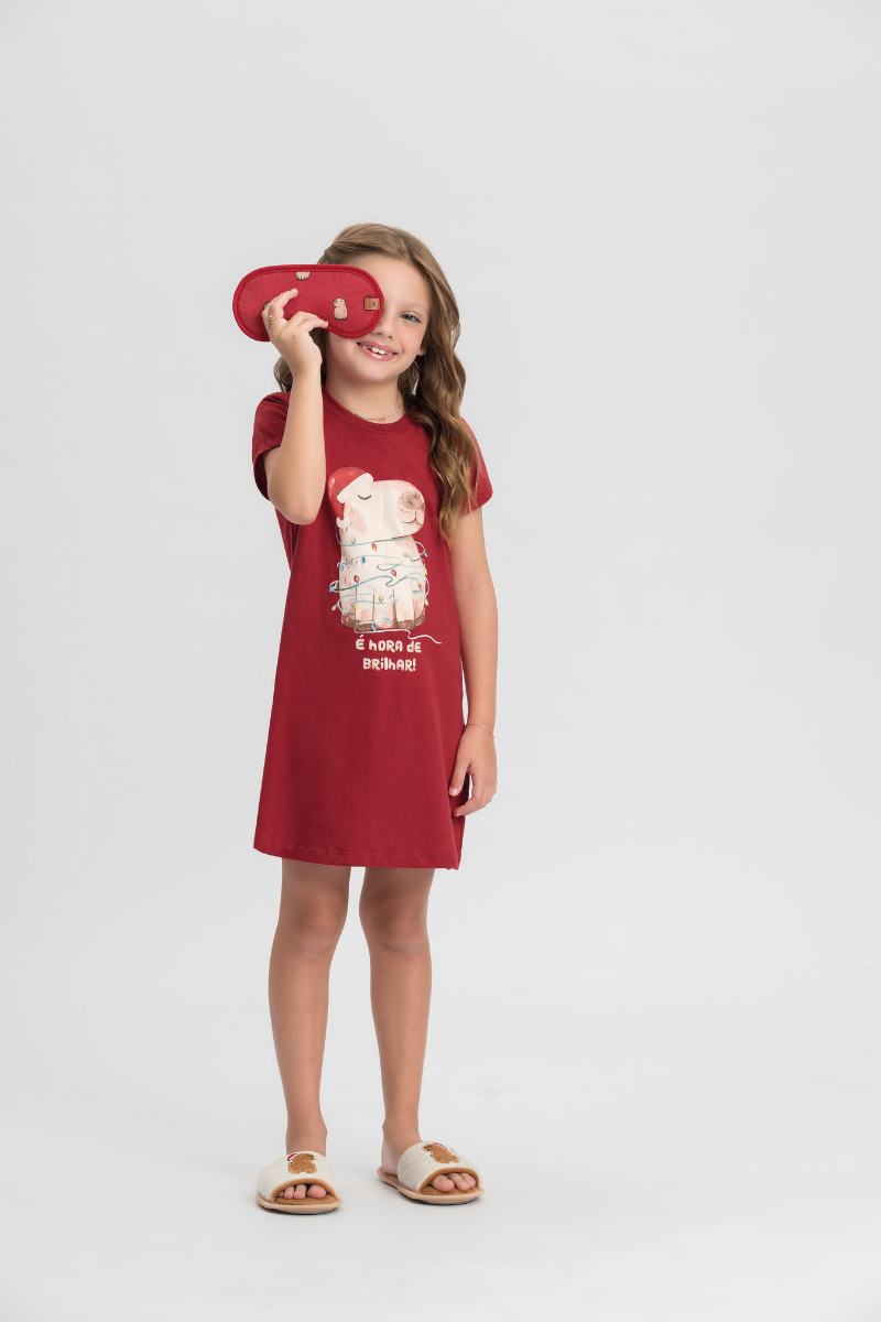 Camisola Infantil Meia Manga em Meia Malha Natal das Capivaras – Mensageiro dos Sonhos® 012531