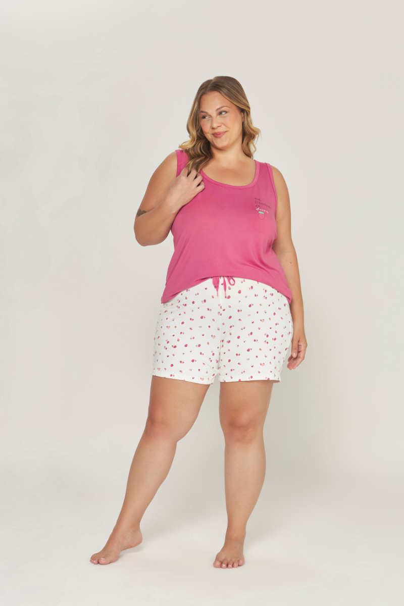 Pijama Regata com Short Plus Size Peach Touch Pink – Dunid® 01.1.0415