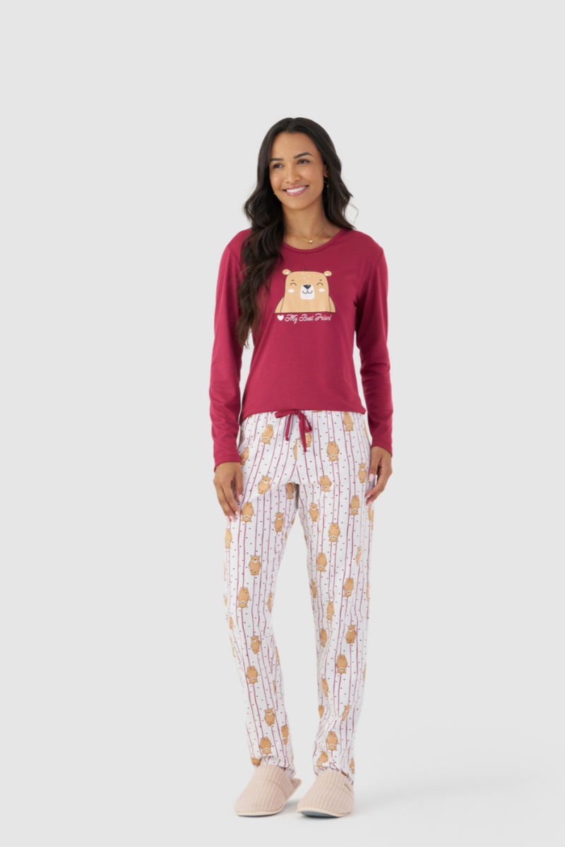 Pijama Jovial Manga Longa com Calça em Algodão Best Friend – Mensageira da Paz® 034182