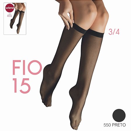 Meia 3/4 Transparente Fio 15 – Selene® 9040