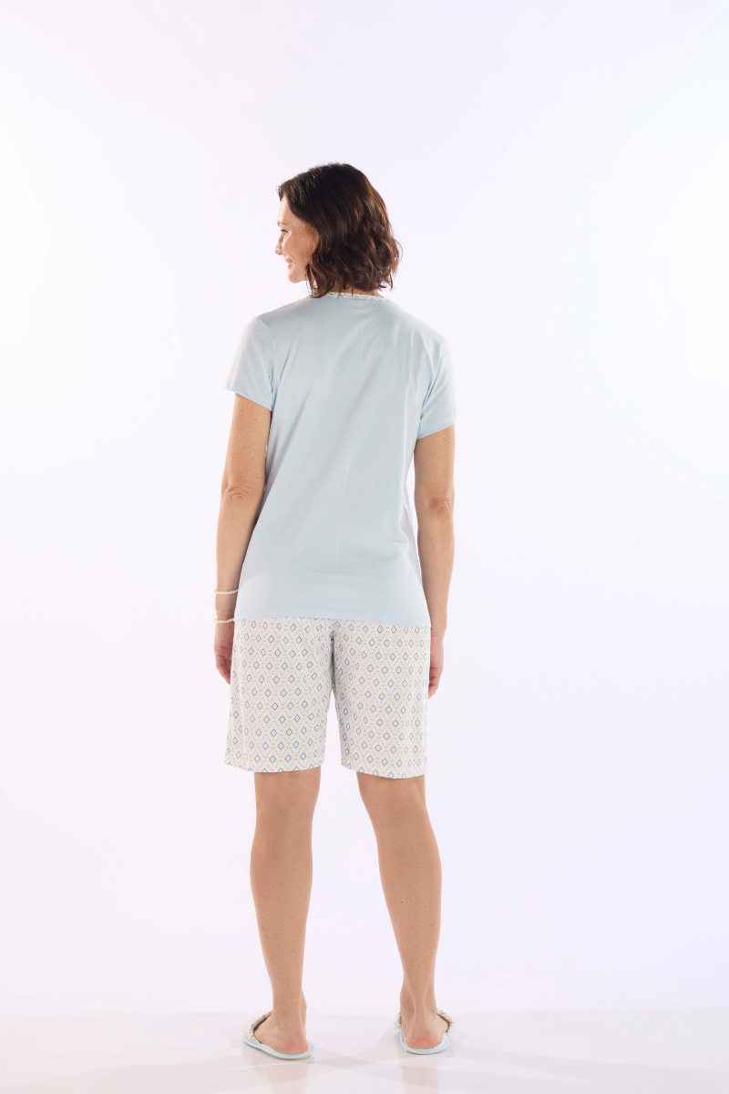 Pijama Meia Manga em Meia Malha com Bermuda Meia Malha Rotativa Pzama® 050297 - COR 03