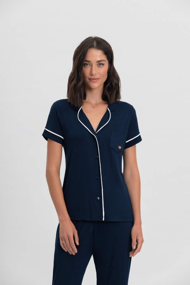 Pijama Básico Americano Meia Manga com Capri Viscolycra Classic – Mensageiro dos Sonhos® 0132132